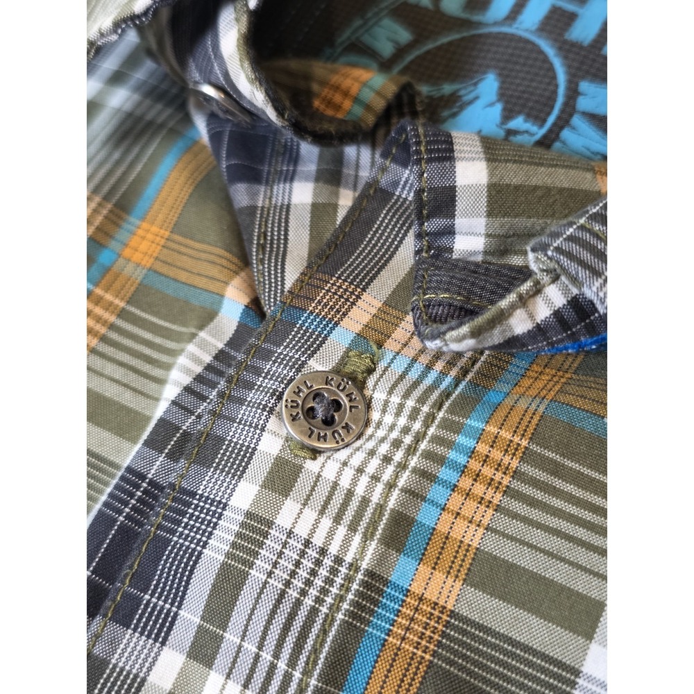 KUHL Men's XXL Long Sleeve Button Down Green Blue Plaid Hiking Outdoor - Picture 6 of 10